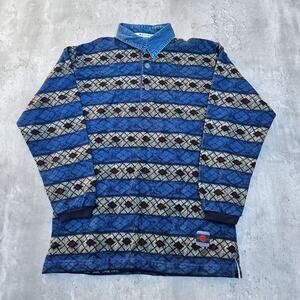 Vintage Santana Shirt Denim Collar Size Women's Large Western Style Aztec Print